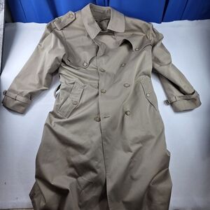 London Fog Towne 46 Long Double Breasted Insulated Trench Coat Tan